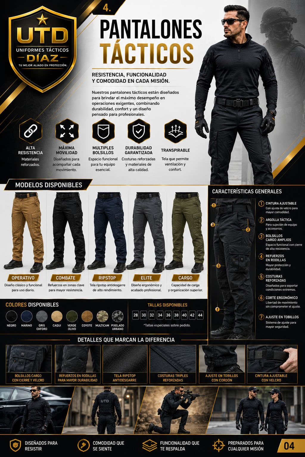 Pantalones tácticos hombre